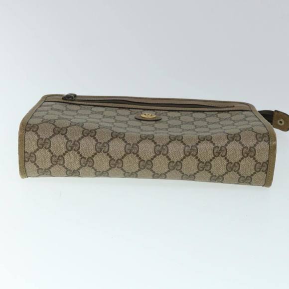 GUCCI GG Canvas Clutch Bag PVC Leather Beige Auth 54833 - Picture 6 of 16